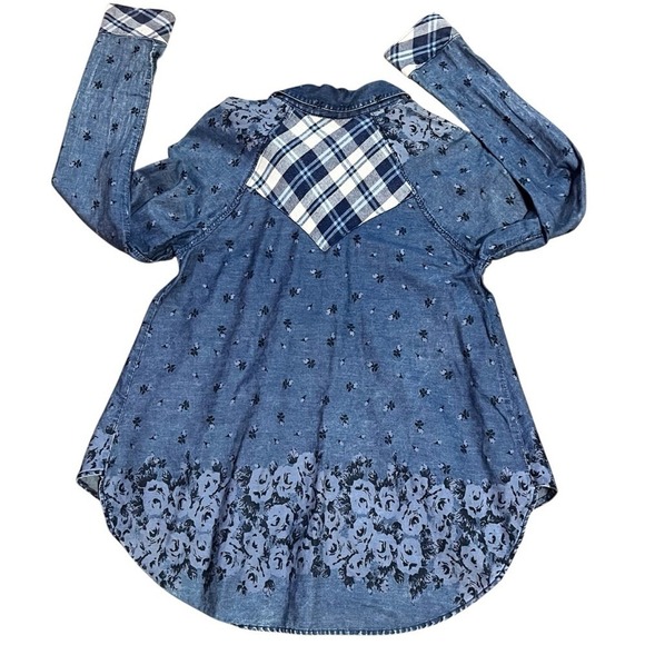 Free People Dottie Over You Button Up Shirt SZ XS Floral Plaid Western Boho - Picture 4 of 11